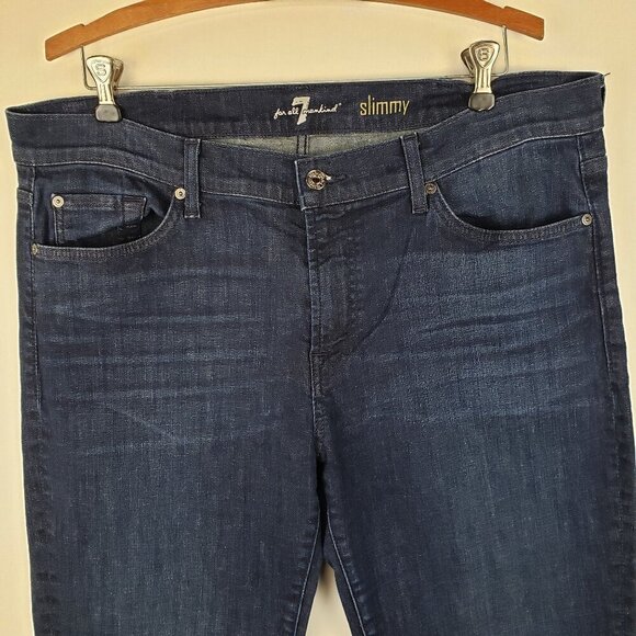 7 For All Mankind 7FAM Slimmy Jeans Dark Blue Wash Denim Mens Size 38 x 28.25 - Picture 3 of 10